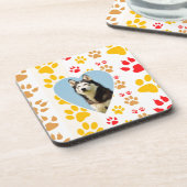 Siberische Husky Hond Hart Paws Print Drankjes Onderzetter (Linkerzijde)