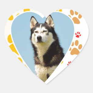 Siberische Husky Hond Hart Paws Print Hart Sticker