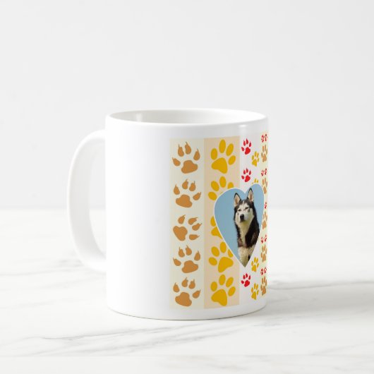 Siberische Husky Hond Hart Paws Print Koffiemok (Voorkant links)