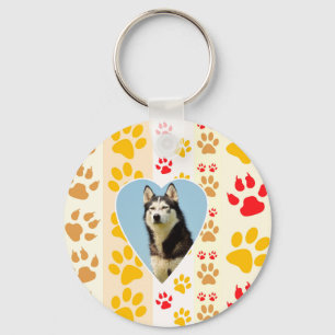 Siberische Husky Hond Hart Paws Print Sleutelhanger
