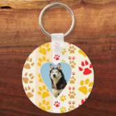 Siberische Husky Hond Hart Paws Print Sleutelhanger (Voorkant)