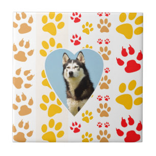 Siberische Husky Hond Hart Paws Print Tegeltje