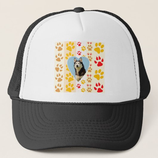 Siberische Husky Hond Hart Paws Print Trucker Pet (Voorkant)