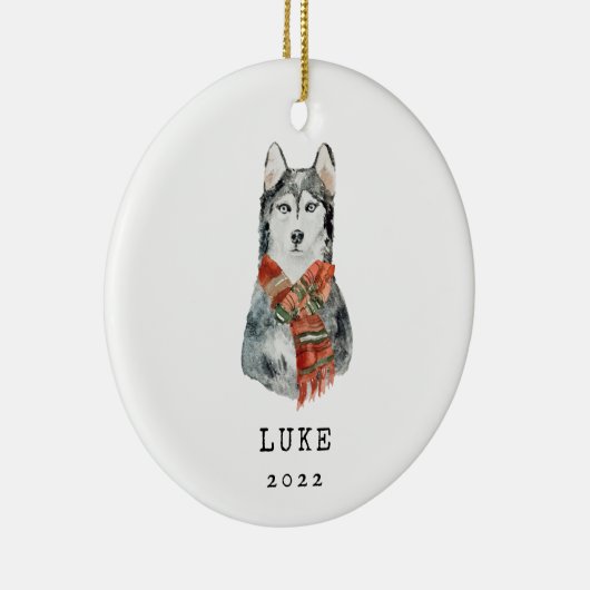 Siberische Husky-hond-herdenkingsornament Keramisch Ornament (Rechts)