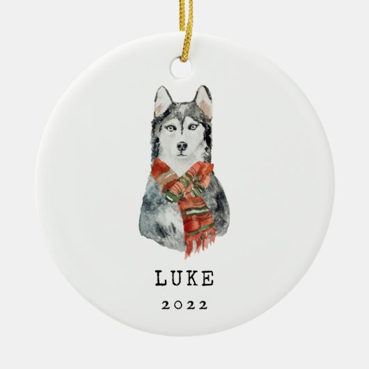 Siberische Husky-hond-herdenkingsornament Keramisch Ornament (Voorkant)