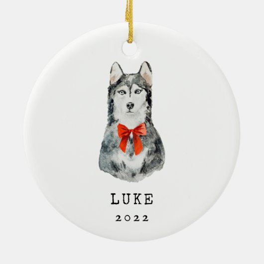 Siberische Husky-hond-herdenkingsornament Keramisch Ornament (Achterkant)