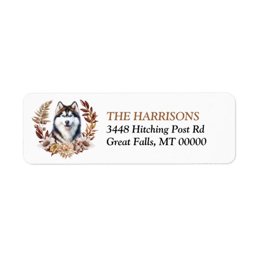 Siberische Husky hond herfst krans Etiket (Voorkant)