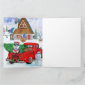 Siberische Husky-hond in kerstbezorgtruck Kaart (Binnen)