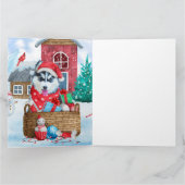 Siberische Husky-hond in sneeuw Kersthondenhuis Kaart (Binnen)