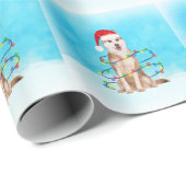 Siberische Husky Hond In Sneeuw Met Santa Hat Ligh Cadeaupapier (Rol Hoek)