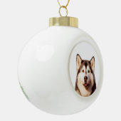 Siberische Husky Hond Keramische Bal Kerst Ornamen Ornament (Links)