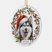 Siberische Husky-hond keramische cirkelornament Keramisch Ornament (Rechts)