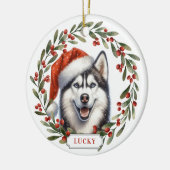 Siberische Husky-hond keramische cirkelornament Keramisch Ornament (Links)