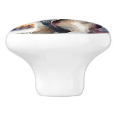 Siberische Husky Hond Keramische Trek Knop (Zijkant)