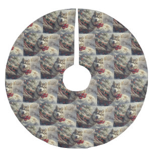 Siberische Husky Hond Kerst Feestelijk Kerstboom Rok