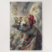 Siberische Husky Hond Kerst Feestelijk Legpuzzel (Verticaal)