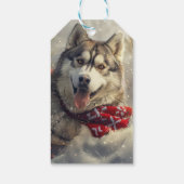 Siberische Husky Hond Kerstfeest Cadeaulabel (Achterkant)