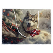 Siberische Husky Hond Kerstfeest Groot Cadeauzakje (Achterkant)