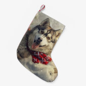 Siberische Husky Hond Kerstfeest Kleine Kerstsok (Voorkant (Hangend))