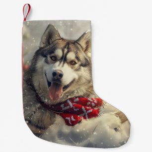 Siberische Husky Hond Kerstfeest Kleine Kerstsok