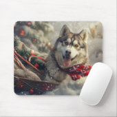 Siberische Husky Hond Kerstfeest Muismat (Met muis)