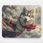 Siberische Husky Hond Kerstfeest Muismat (Voorkant)