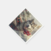 Siberische Husky Hond Kerstfeest Servet (Hoek)