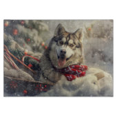 Siberische Husky Hond Kerstfeest Snijplank (Voorkant)