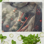 Siberische Husky Hond Kerstfeest Theedoek (Gevouwen)