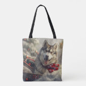 Siberische Husky Hond Kerstfeest Tote Bag (Achterkant)