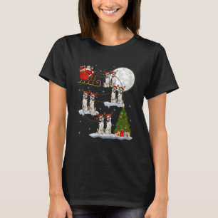 Siberische Husky Hond Kerstman Slede Vliegend Grap T-shirt