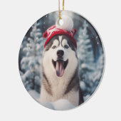 Siberische Husky Hond Kerstmis Keepsake Keramisch Ornament (Links)