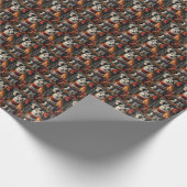 Siberische Husky hond met kerstcadeaus open haard Cadeaupapier (Hoek)