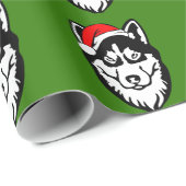Siberische_Husky Hond met Kerstmis Santa Hat Cadeaupapier (Rol Hoek)