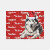 Siberische Husky hond met naam Patroon Kerstmis Fleece Deken (Voorkant (Horizontaal))