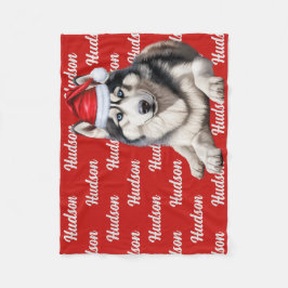 Siberische Husky hond met naam Patroon Kerstmis Fleece Deken