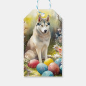 Siberische Husky Hond met Paaseieren Vakantie Cadeaulabel (Achterkant)