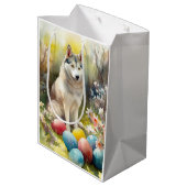 Siberische Husky Hond met Paaseieren Vakantie Medium Cadeauzakje (Achterkant Gekanteld)