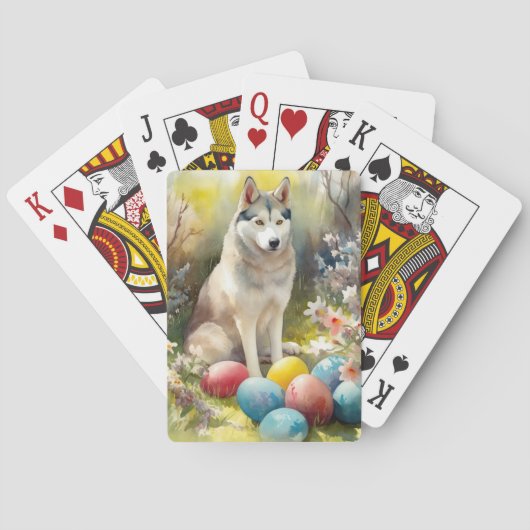 Siberische Husky Hond met Paaseieren Vakantie Pokerkaarten (Achterkant)