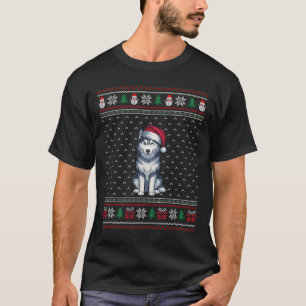 Siberische Husky Hond Met Santa Hat Lelijke Xmas H T-shirt