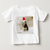 Siberische Husky Hond met Santa Hoed in Sneeuw (Voorkant)