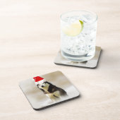 Siberische Husky Hond met Santa Hoed in Sneeuw Bier Onderzetter (Rechterzijde)