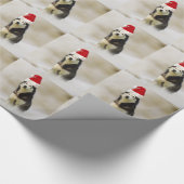 Siberische Husky Hond met Santa Hoed in Sneeuw Cadeaupapier (Hoek)