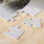 Siberische Husky Hond met Santa Hoed in Sneeuw Legpuzzel (Zijkant)
