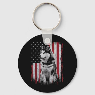 Siberische Husky Hond Papa Mama Amerika 4 juli Sleutelhanger
