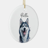Siberische Husky Hond Pet Custom Kerstmis Keramisch Ornament (Rechts)