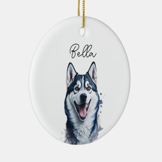 Siberische Husky Hond Pet Custom Kerstmis Keramisch Ornament (Rechts)