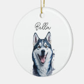 Siberische Husky Hond Pet Custom Kerstmis Keramisch Ornament (Links)