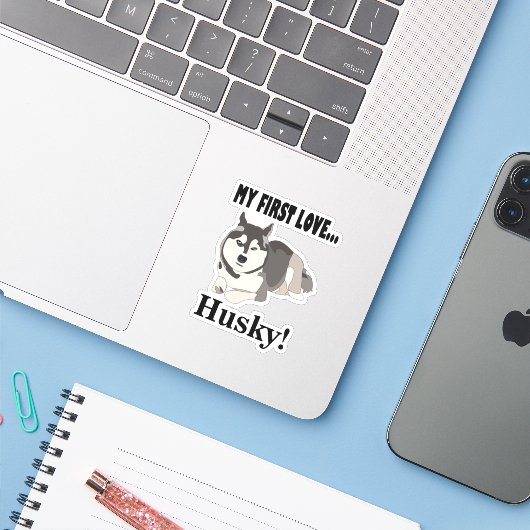 Siberische Husky Hond Pet Siberische Husky Sticker (Laptop met iPhone)