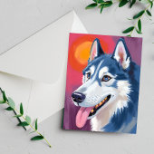 Siberische Husky | Hond Portret Schilderij Briefkaart